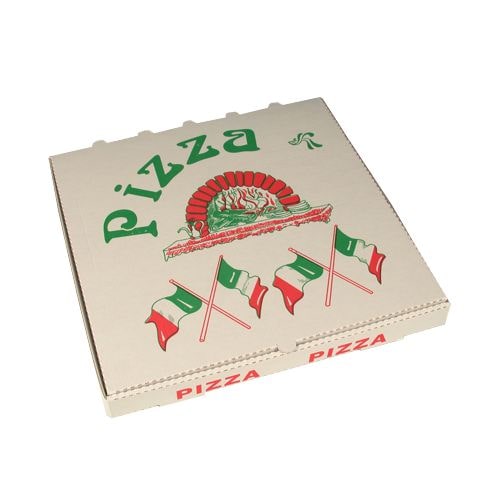 PAPSTAR, Pizzadozen, Cellulose hoekig 33 cm x 33 cm x 4 cm "Italienische Flagge"