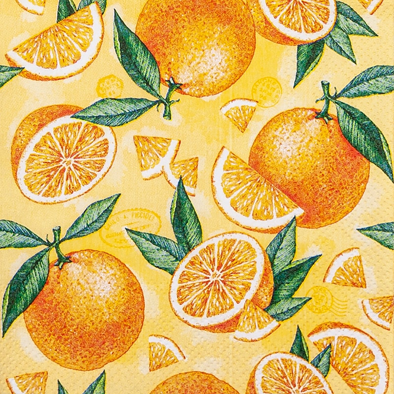 Home Fashion, Pieces of Orange, Cocktail-Servietten aufgefaltetes Maß 25 cm x 25 cm, im Viertelfalz, 20 Stück pro Pack, 12 Pack pro Karton