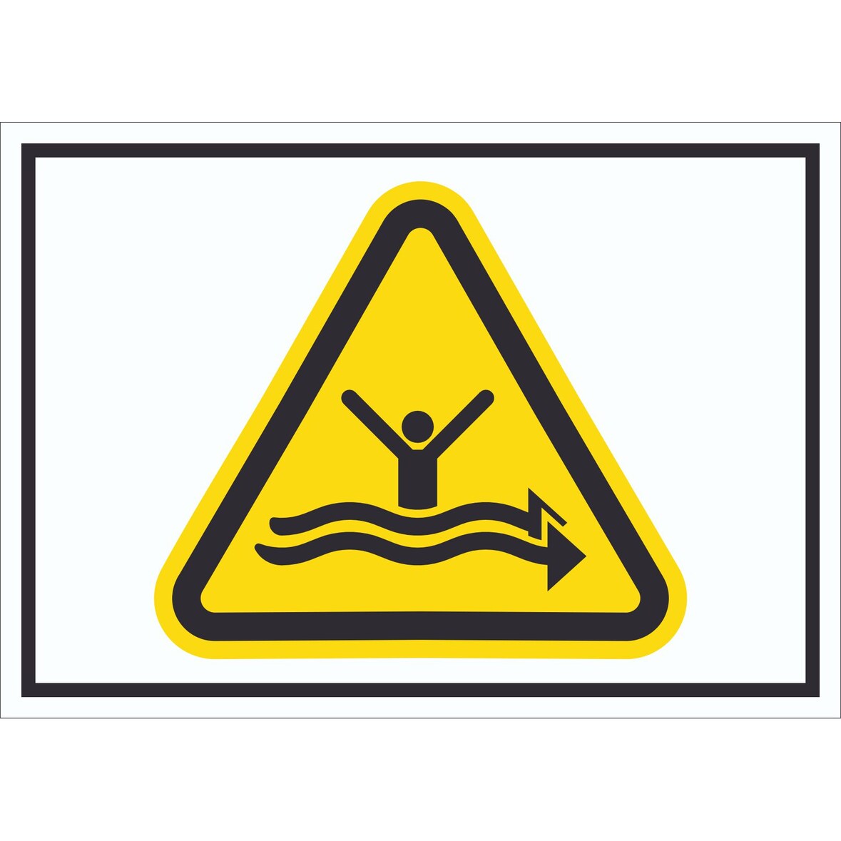 Schild Warnung starke Strömung Symbol A4 (210x297mm)