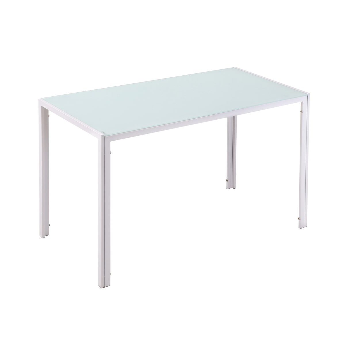 HOMCOM Mesa Sala de Jantar de Cristal Mesa Retangular para 4-6 pessoas com Pés de Metal Multifuncional para Cozinha 120x60x75cm Branco