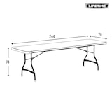 thumbnail of Mesa rectangular patas plegables blanco efecto granito Lifetime 244x76x74 cm