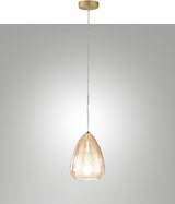 thumbnail of Britton Pendelleuchte aus Metall und Borosilikatglas, bernsteinfarben, modernes Design, E27-Fassung, Durchmesser 22 cm, Schutzklasse 1