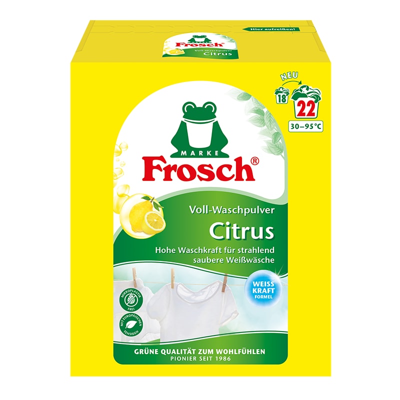 Frosch® Citrus Voll-Waschpulver 1,45 kg (22WL) Packung