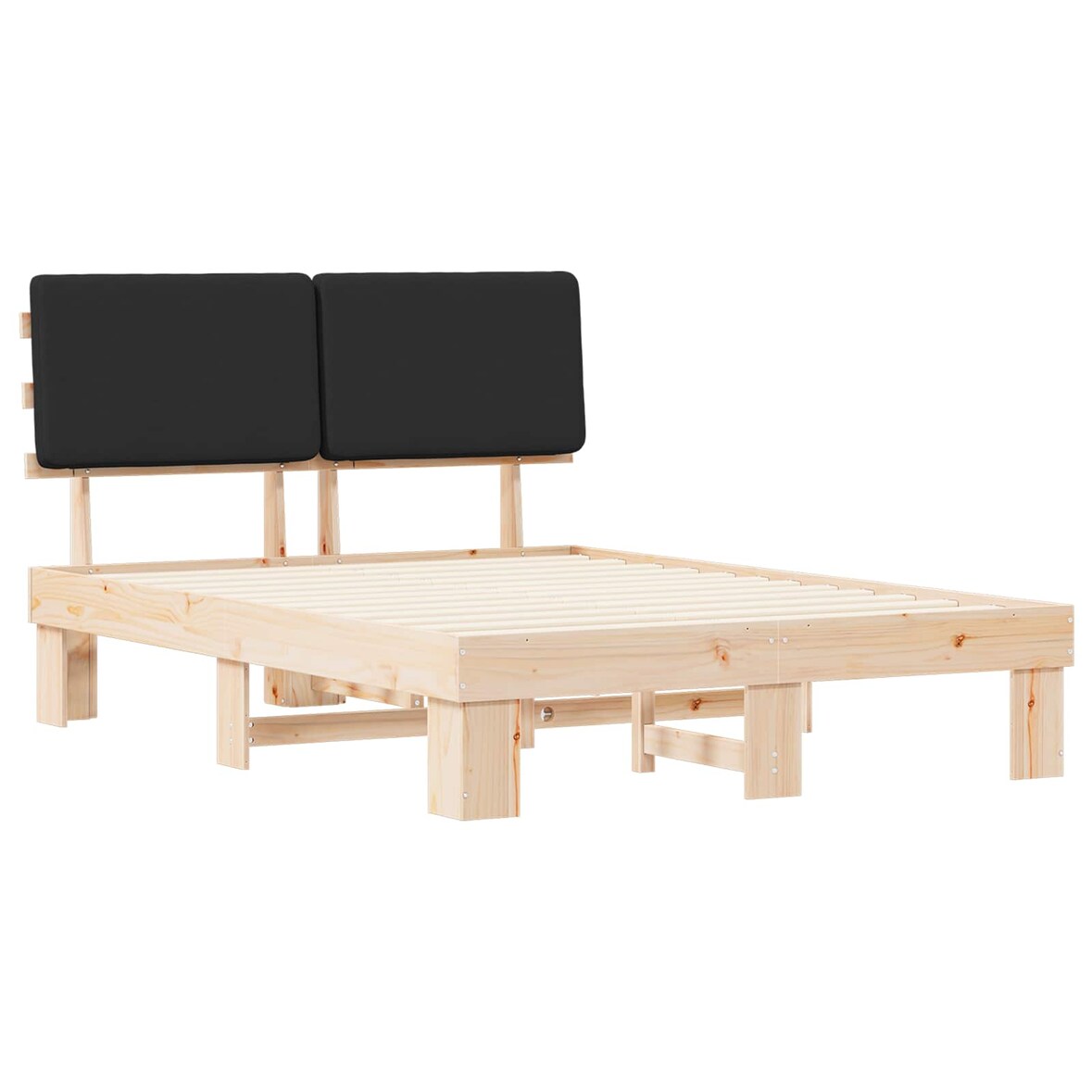 vidaXL Bettgestell mit gepolstertem Kopfteil Schwarz 140 x 190 cm