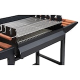 thumbnail of Tarrington House Barbecue a carbone Gouette, acciaio / legno, 130 x 56 x 90 cm, con 2 tavolini laterali, 2 ruote, nero