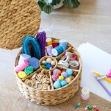 thumbnail of HMF Teebox für Teebeutel geflochten aus Wasserhyazinthe, Tee Aufbewahrungsbox mit 7 großen Fächern, 27 x 27 x 11 cm