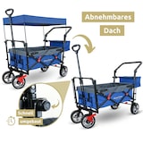 thumbnail of Bollerwagen faltbar mit Dach REGGI - Für Kinder & Tiere | Handwagen Transportwagen belastbar bis 80kg Feststellbremsen Sonnen- und Regenschutz, Blau