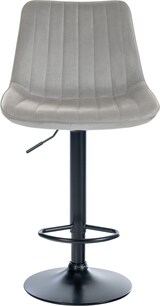 thumbnail of Décoshop26 - Barhocker x1 höhenverstellbar 360° drehbar grauer Samtsitz mit vertikalen Ziernähten schwarzes Metallgestell 10_0005429