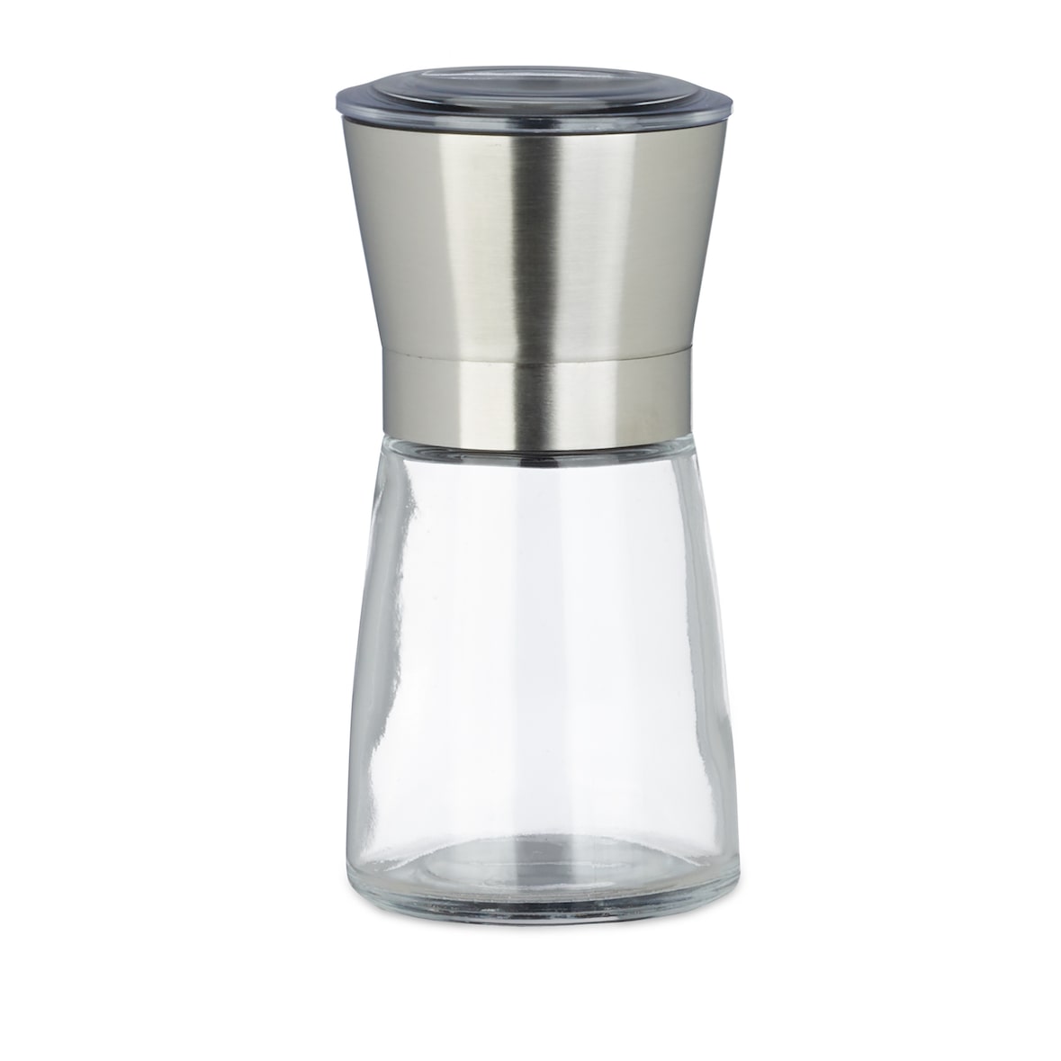 Relaxdays Pfeffermühle 2er Set, manuell, Glas, Edelstahl, hochwertig, Gewürzmühle, verstellbares Keramikmahlwerk, silber