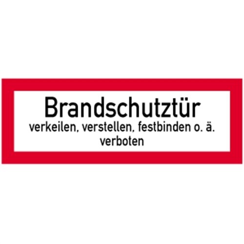 Schild Brandschutztür verkeilen...verboten, Alu, 297x105 mm