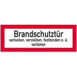thumbnail of Schild Brandschutztür verkeilen...verboten, Alu, 297x105 mm