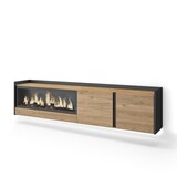 thumbnail of TV-Schrank, Lowboard, 212x50x35 cm, Für TV-Geräte bis zu 80", Elektrokamin XXL, Hängend, LED, Eiche Schwarz