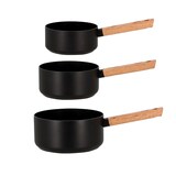 thumbnail of Ogo Living - Set 3 casseroles ector noir en aluminium 16/18/ 20cm avec poignée bois