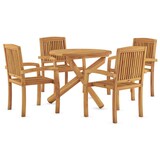 thumbnail of Helloshop26 - Conjunto de comedor de jardín de 5 piezas muebles de exterior madera maciza de teca 02_0013761