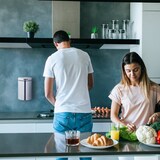 thumbnail of Relaxdays Kosmetikeimer, Wandmontage, Hygieneeimer 3l, Inneneimer herausnehmbar, HxBxT: 25 x 17 x 22 cm, silber/schwarz