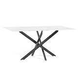 thumbnail of Innentisch 160x90 cm mit gehärteter Glasplatte und Metallbeinen, elegantes Design, ideal für Küche oder Esszimmer–MORGAN–Weißer Marmor/Grau
