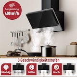 thumbnail of A+++ Kopffreie Dunstabzugshaube 60cm Umluft & Abluft mit 400 m³/h Luftleistung, Abzugshaube mit 2 Aktivkohlefiltern, 1 Fettfilter, 3 Stufen, 2 LEDs