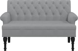 thumbnail of Décoshop26 - Bank mit gepolsterter Rückenlehne 120 x 62 x 75,5 cm in hellgrauem Stoff DEC024646