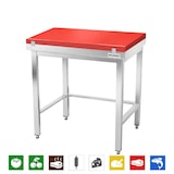 thumbnail of Werktafel in roestvrij staal 700x600 mm met rode plaat voor het snijden en versteviging PREMIUM - GOLDINOX