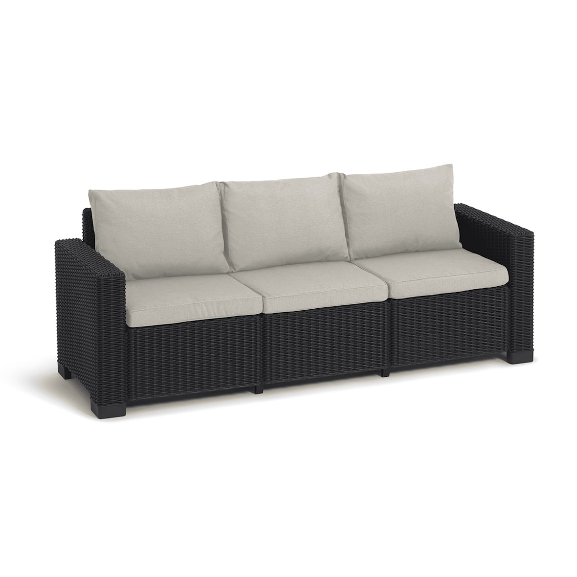 Allibert California 3-Sitzer – Anthrazit mit Kissen in Sand | Wetterfestes Loungemöbel für Garten & Terrasse