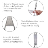thumbnail of Alu-Multi-3-Gelenk-Leiter, 3 x 4 Sprossen, Arbeitsbühne, Anlege- & Bockleiter, kompakt klappbar, 15,5 kg, praktische Universal-Leiter, Raburg Stage