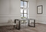 thumbnail of Ausziehbarer Tisch 200/460x90 cm Tecno-Beton mit anthrazitfarbenen Beinen