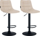 thumbnail of Décoshop26 - Set aus 2 cremefarbenen Barhockern aus Kunststoff mit mattschwarzem Metallgestell höhenverstellbar und mit Fußstütze TDB10635