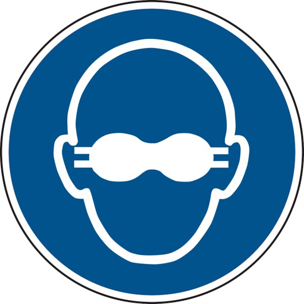 Gebotsschild, Weitgehend lichtundurchlässigen Augenschutz benutzen M007 - ASR A1.3 (DIN EN ISO 7010) - 100 mm Folie selbstklebend