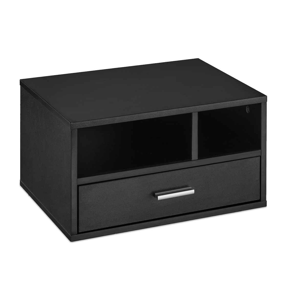 Relaxdays Druckerständer Schreibtisch, 3 Fächer, Regal für Drucker, Druckerhalter, H x B x T: 22 x 40 x 30 cm, schwarz