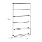 thumbnail of Relaxdays Blumenregal, HxBxT: 174 x 91 x 28 cm, 6 Ablagen, Stecksystem, Metall & Kunststoff, Gewächshaus Regal, grau