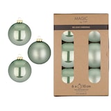 thumbnail of 6 Weihnachtskugeln Glas 10cm matt & glänzend Christbaumkugeln Weihnachtsbaumkugeln Groß Christbaumschmuck Weihnachtsbaumschmuck Deko Salbeigrün