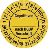thumbnail of Dreifke® Prüfplakette Geprüft...DGUV Vorschrift,2026-2035,Dokumentenfolie,Ø25mm,10Stück/Bogen