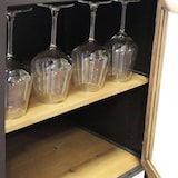 thumbnail of Vetrina cantinetta per bar e pub in metallo e legno con stand porta bottiglie e appendi calici Linea Industrial