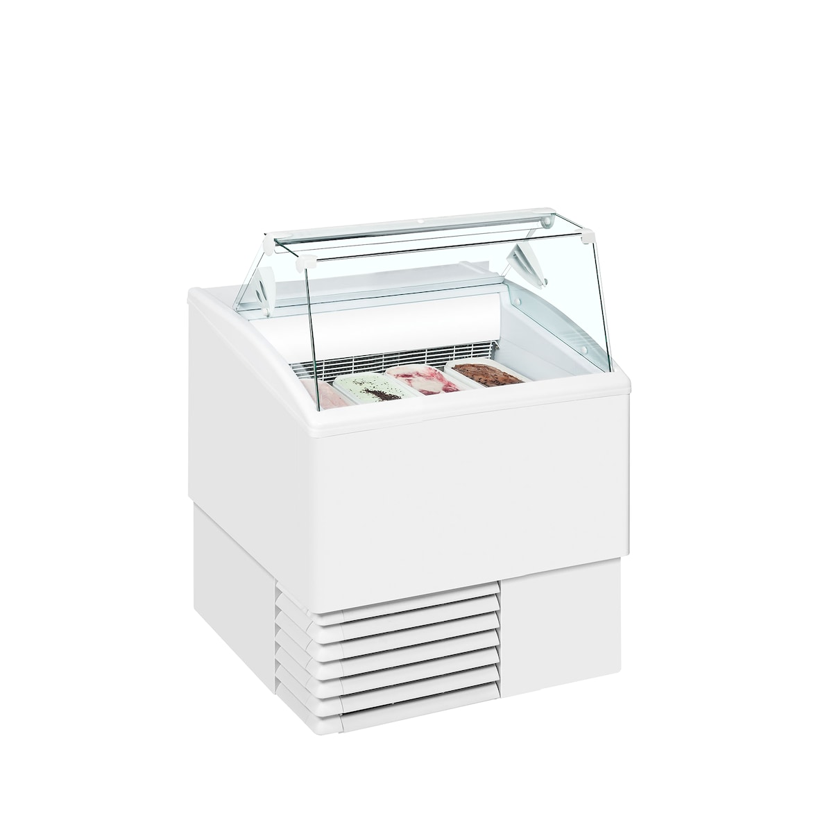 Refrigerador de sorvetes TEFCOLD ISETTA 4ST, aço e vidro, refrigeração profissional, branco