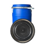 thumbnail of Bidón de plástico con boca ancha de 65 L | hermetico cierre ballesta| Alimentario | Con Asas | Azul -