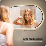 thumbnail of Mirlux Badkamerspiegel met LED Verlichting & Verwarming – Wandspiegel Ovaal – Anti Condens Douchespiegel - Zwart - 90x60CM