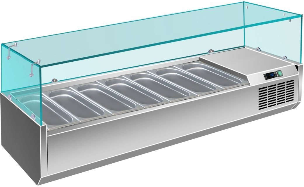 Pizzakühlaufsatz mit Glasaufsatz 7x 1/3 GN  1600x335x460 mm