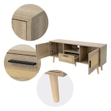 thumbnail of ML-Design TV-Schrank 120x50,5x30 cm Eiche Rattan Massivholzfüße TV-Board Lowboard Wohnzimmer bis 55 Zoll