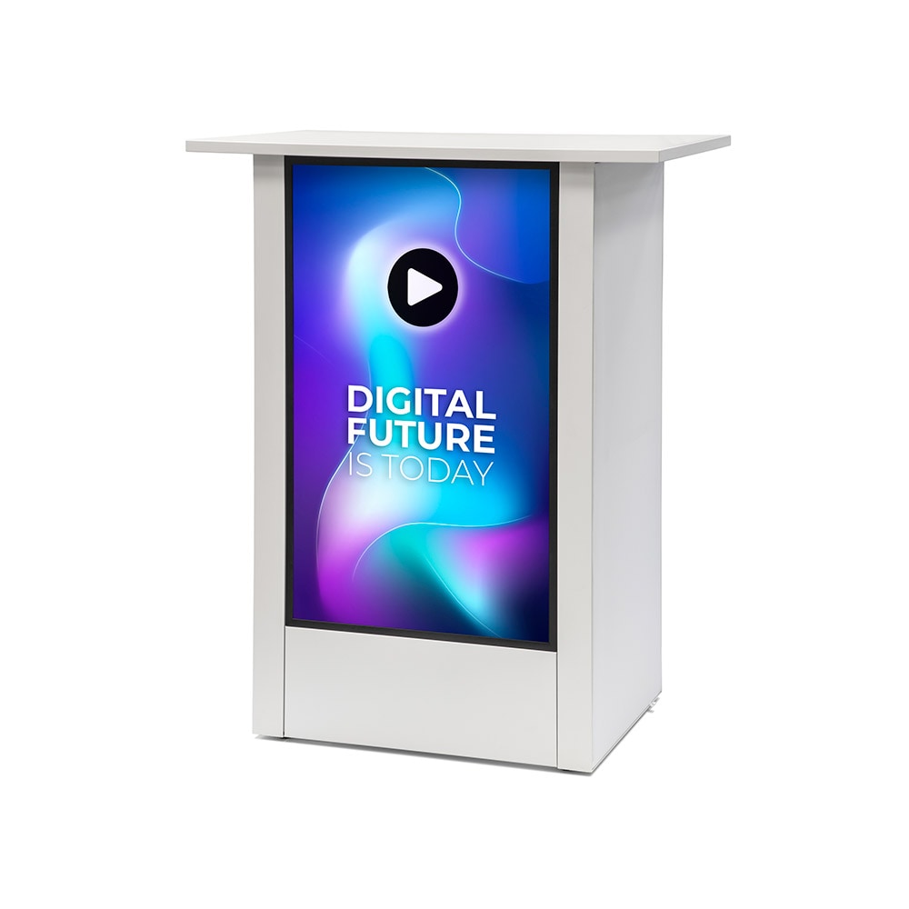 Showdown Displays Digitale Promotiontheke Futuro Mit 32" Samsung-Bildschirm Vertikal Weiß