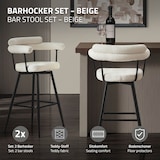 thumbnail of ML-Design Barhocker drehbar 2er Set Beige, Teddy-Stoff, 76 cm, Gepolsterte Barstühle, Küchenstühle mit Arm- & Rückenlehne, 360° Drehstuhl Tresenhocker