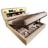 thumbnail of Polsterbett 180x200 cm mit höhenverstellbarem Stauraum-Kopfteil, LED-Beleuchtung & USB/Type-C-Anschluss, Beige
