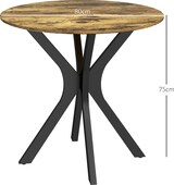 thumbnail of Runder Esstisch Ø78x78x75  Rustikales Braun für 2 Personen mit Spider Stahlgestell, MDF Tischplatte, platzsparend und vielseitig nutzbar
