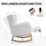 thumbnail of Schaukelstuhl 122x70x104 mit verstellbarer Fußstütze, Teddy-Stoff, Holzrahmen, Gepolstert, Stauraum an Armlehnen, Modernes Design, Weiß