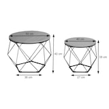 thumbnail of Salontafel set HWC-L37, salontafel bijzettafel loungetafel, metaal hout ~ eiken grijs look