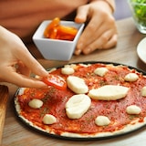 thumbnail of Relaxdays Pizzablech, 2er Set, rund, gelocht, antihaft, Pizza & Flammkuchen, Carbonstahl, Knusperblech, ∅ 32 cm, grau