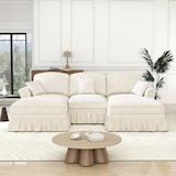 thumbnail of U-förmiges Cloud-Sofa 140x272x93 cm aus Chenille mit Rüschenverzierung und Hocker – Flexibel, modern und komfortabel