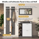 thumbnail of Garderobenset Schuhschrank 2 Einlegeböden Wandpaneele Spiegel Ablage Verstellbar Aufbewahrung Foyer Flur Modern Grau 80x25x96