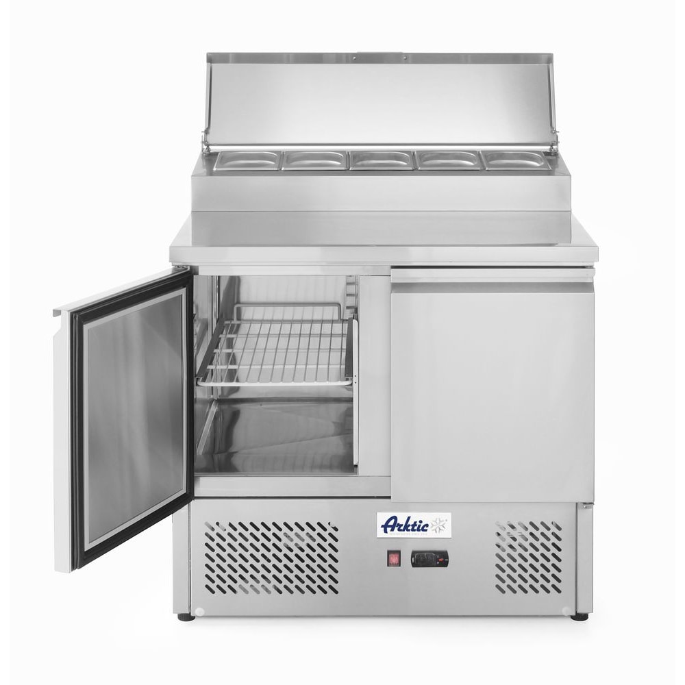 Saladette met 2 deuren en verhoogde GN vitrine 300L, Arktic, 230V/310W, 900x700x(H)1055mm