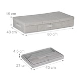 thumbnail of Relaxdays Unterbettkommode 2er Set, 50 L, mit Deckel, HxBxT: 15x80x40 cm, faltbar, Unterbettbox flach, PP, Pappe, grau