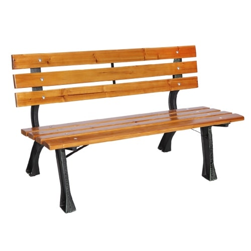 XL Parkbank Tannenholz Gartenbank Sitzbank Holz Metall Terrasse Balkon 150x70cm : Natur hell